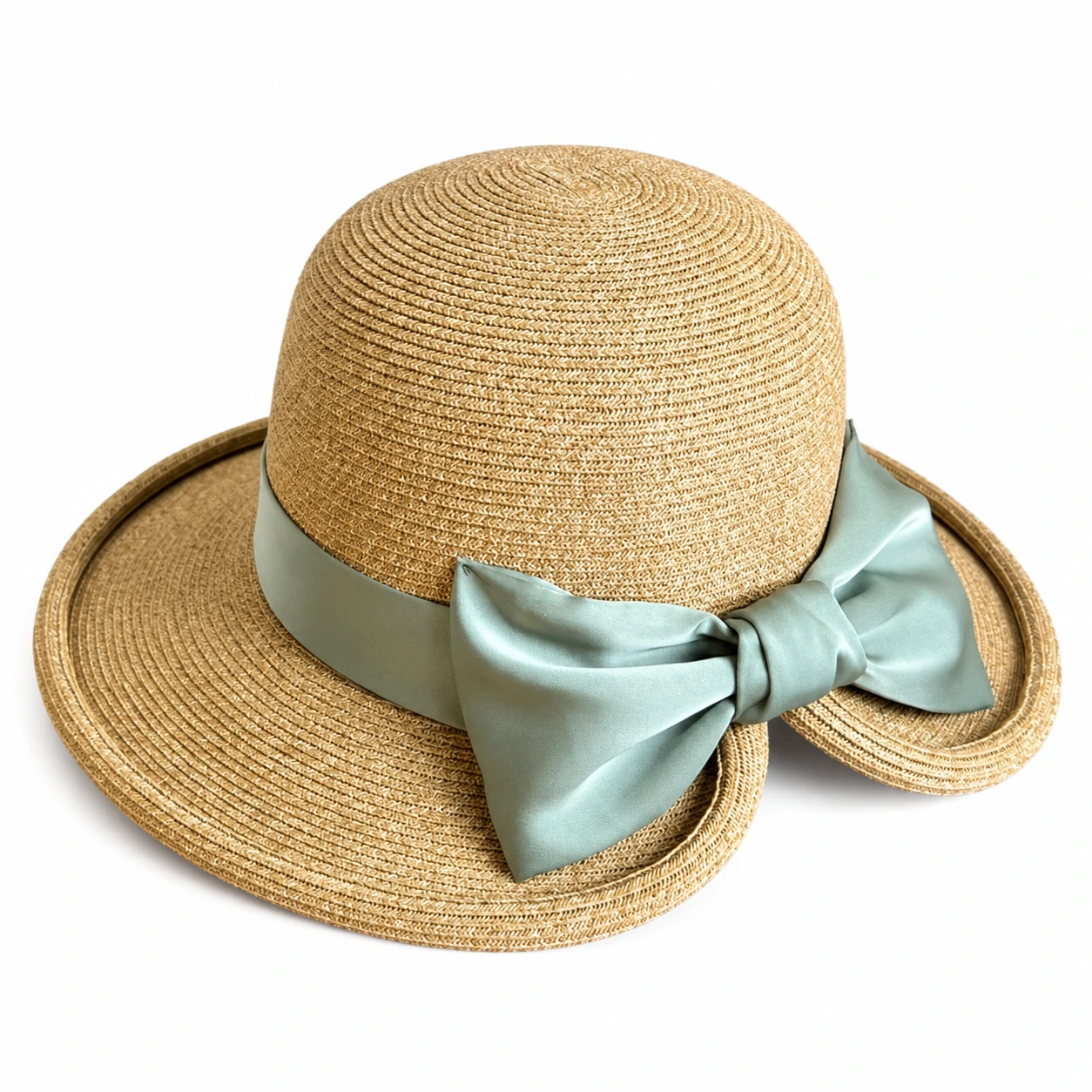 Paper Straw Sun Hat with Ribbon Bow