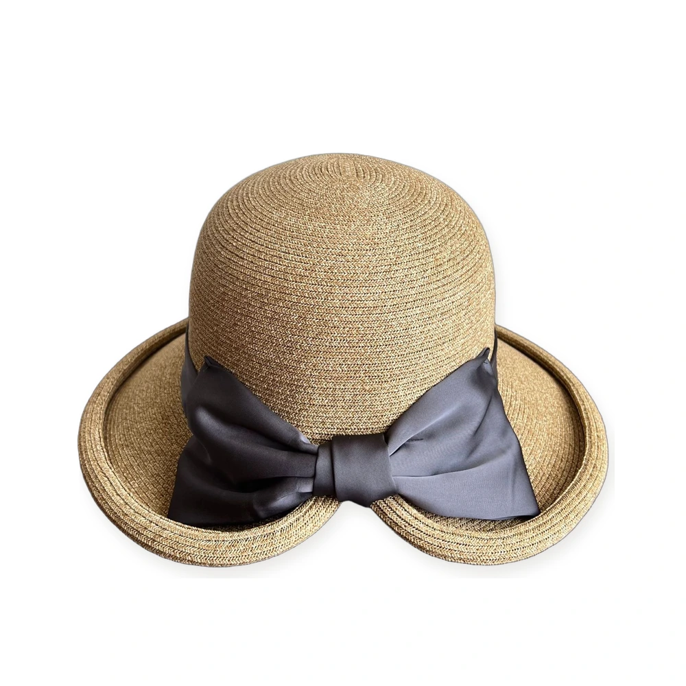 Paper Straw Sun Hat with Ribbon Bow image 2