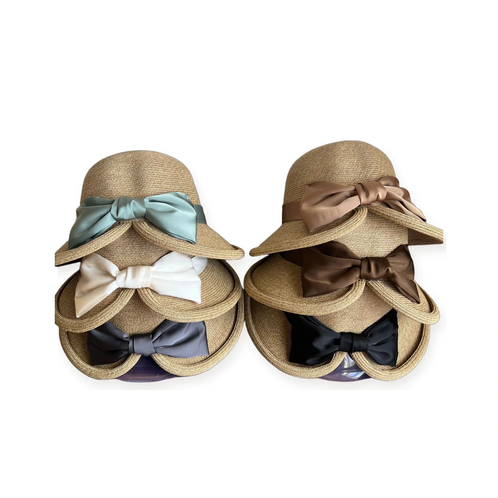 Paper Straw Sun Hat with Ribbon Bow image 4