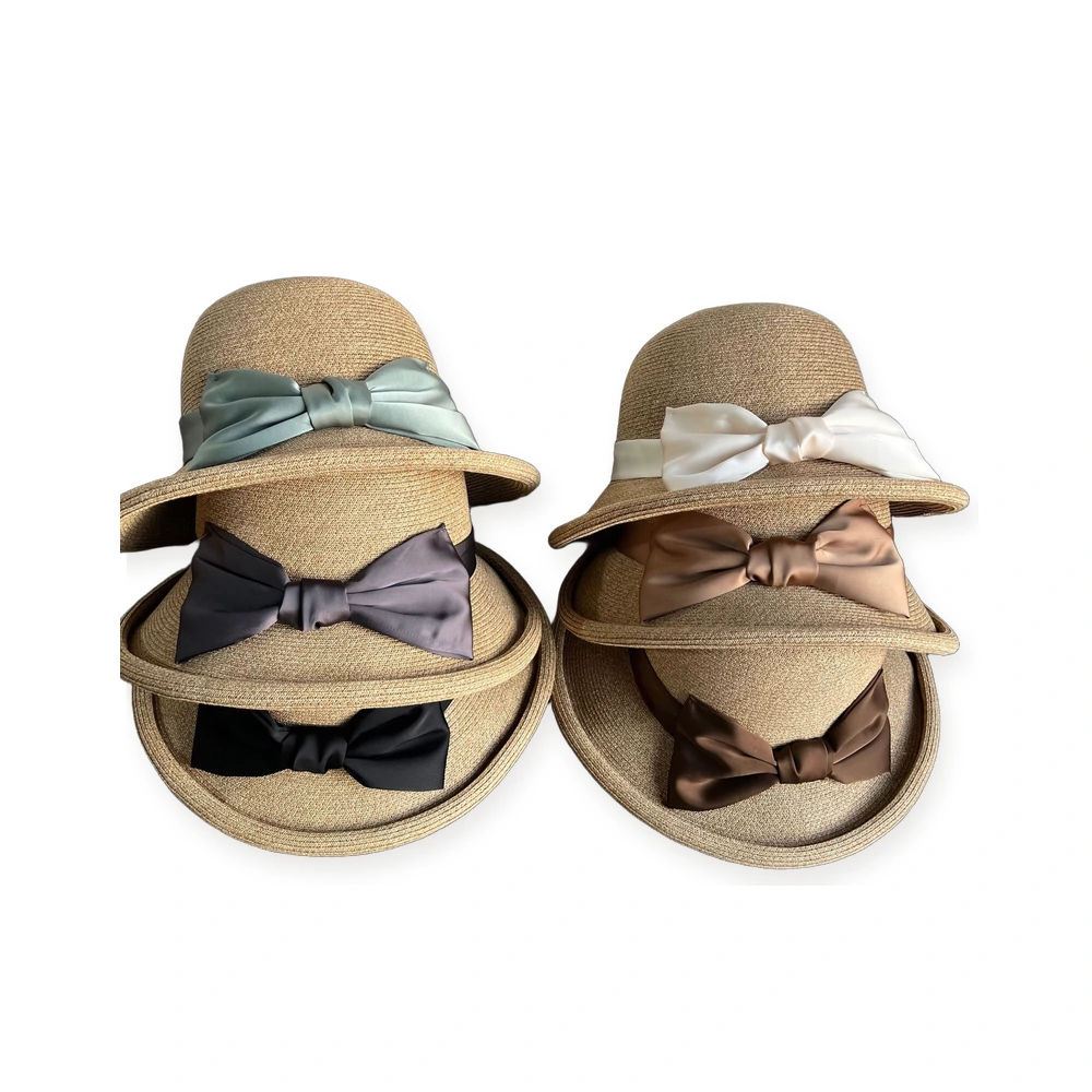 Paper Straw Bucket Hat with Ribbon Bow image 4