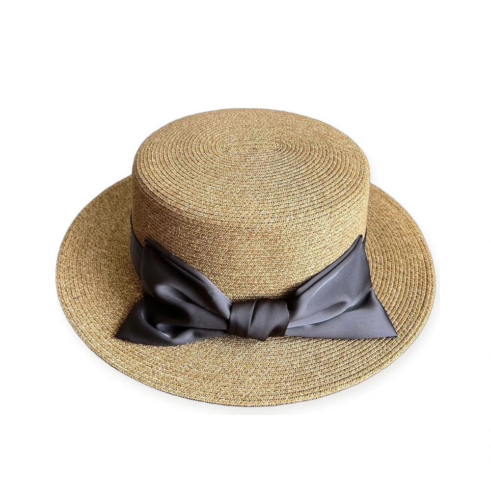 Paper Straw Wide Brim Hat with Ribbon Bow image 2
