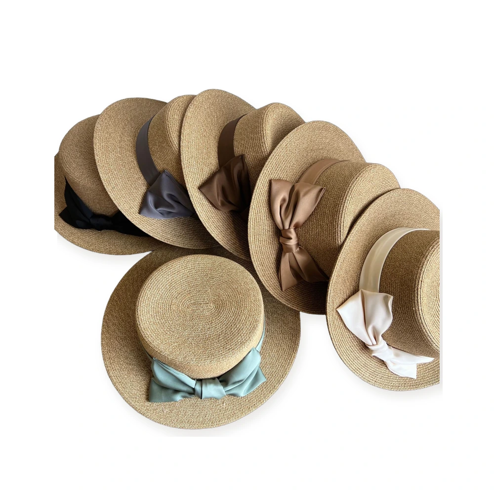 Paper Straw Wide Brim Hat with Ribbon Bow image 4