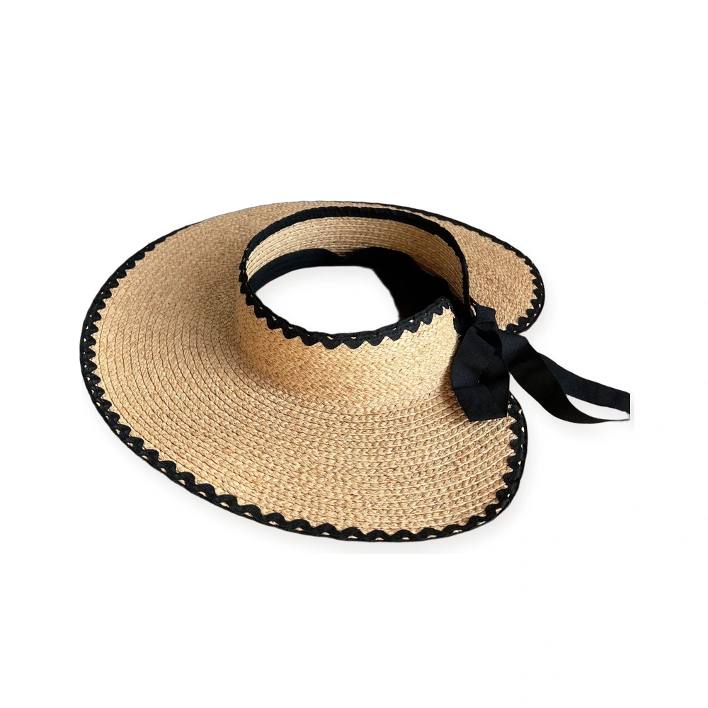 Natural Raffia Visor Hat with Ribbon image 2
