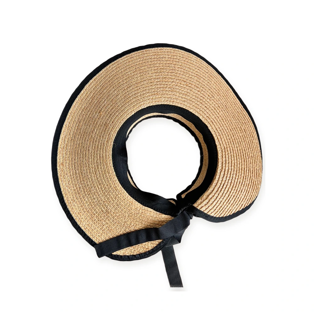 Natural Raffia Visor Hat with Ribbon image 3