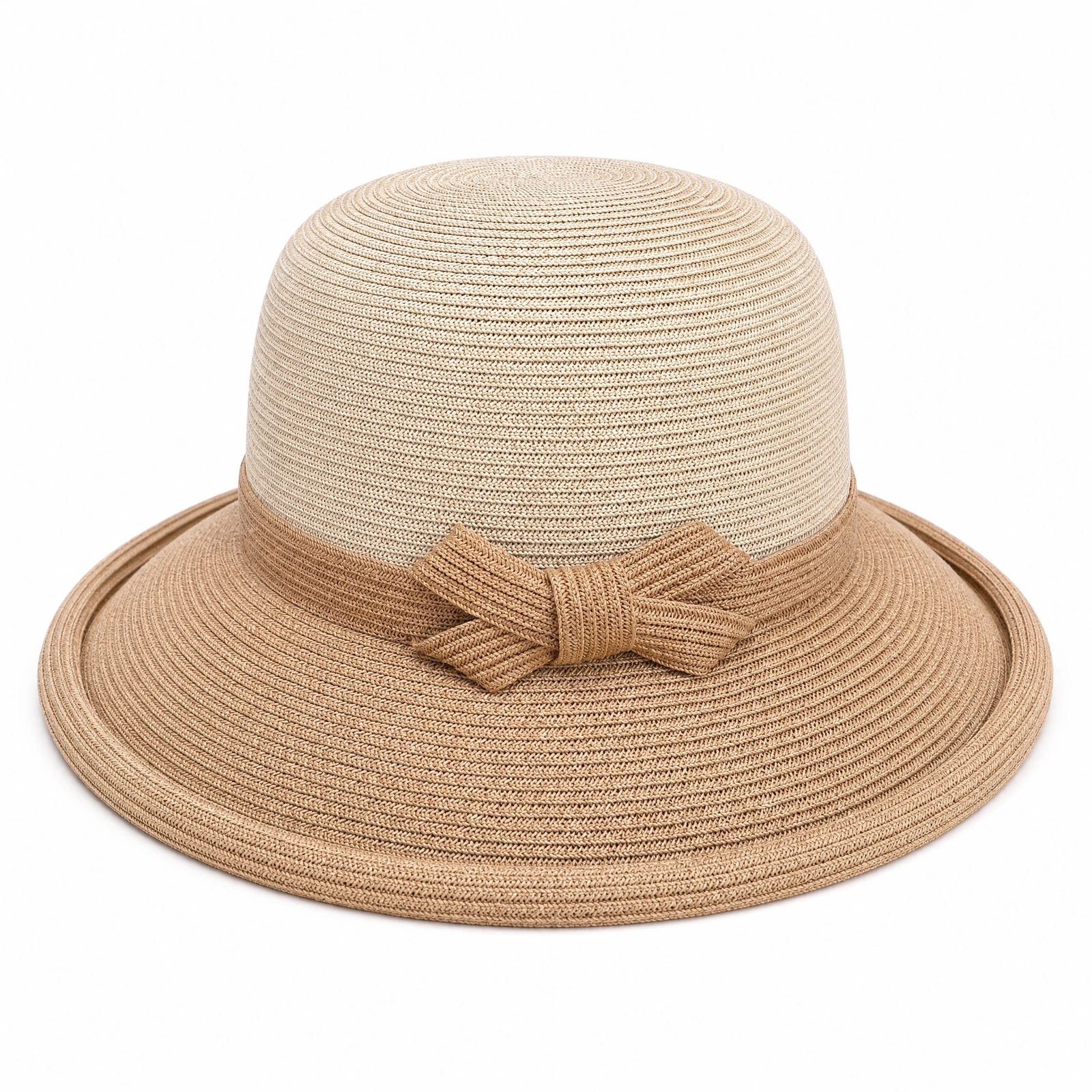 Paper Straw Bucket Hat with Ribbon Bow
