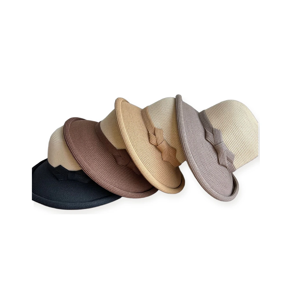 Paper Straw Bucket Hat with Ribbon Bow image 4