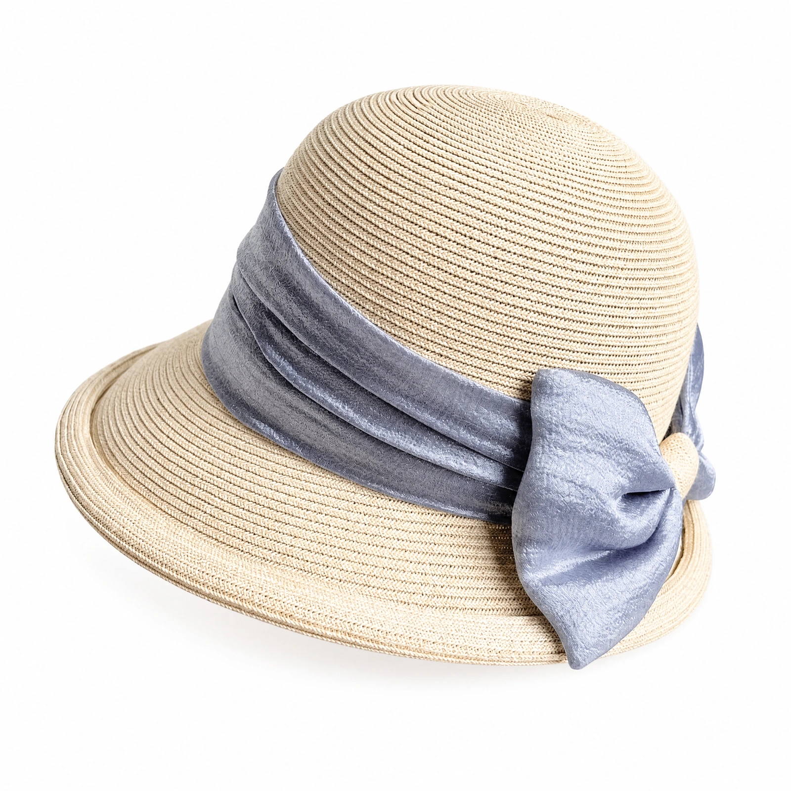 Paper Straw Bucket Hat with Ribbon Bow