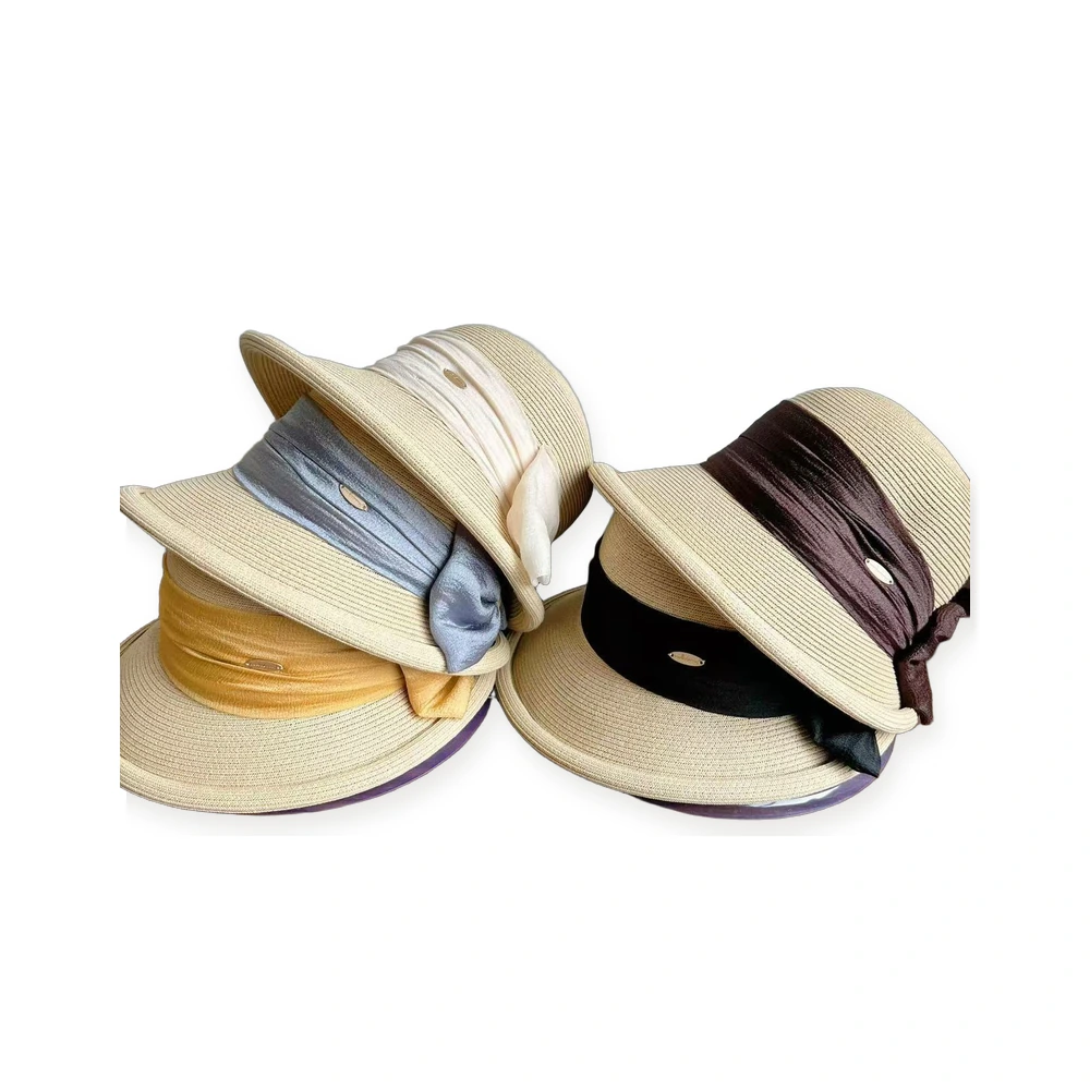 Paper Straw Bucket Hat with Ribbon Bow image 4