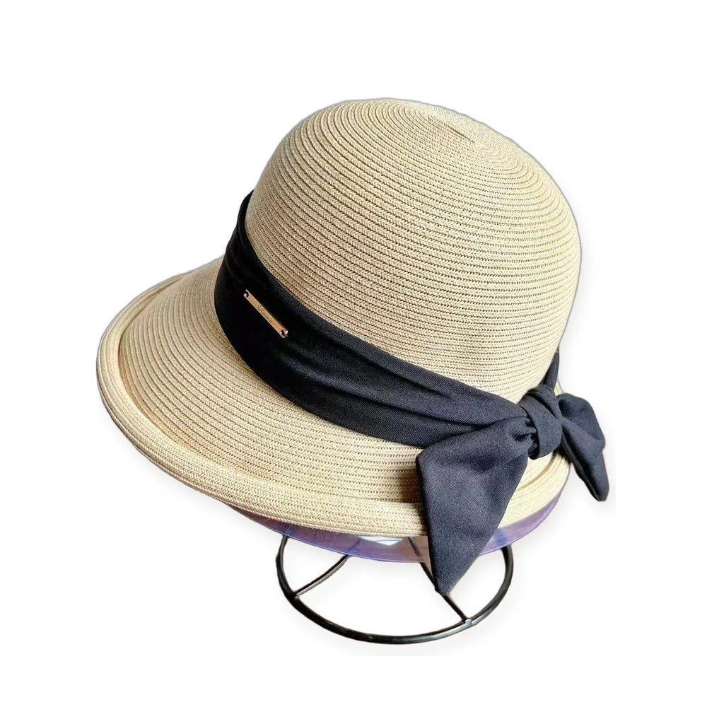 Paper Straw Bucket Hat with Ribbon Bow image 3