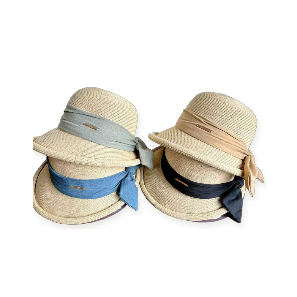 Paper Straw Bucket Hat with Ribbon Bow image 4