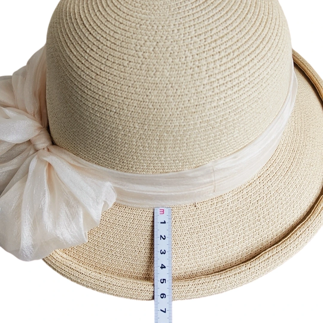 Paper Straw Bucket Hat with Ribbon Bow image 3