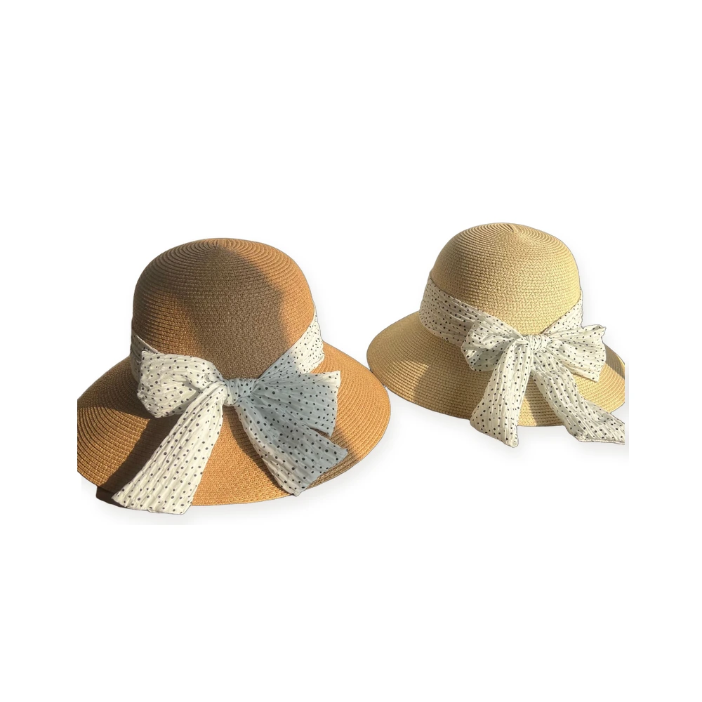 Paper Straw Sun Hat with Ribbon Bow image 3