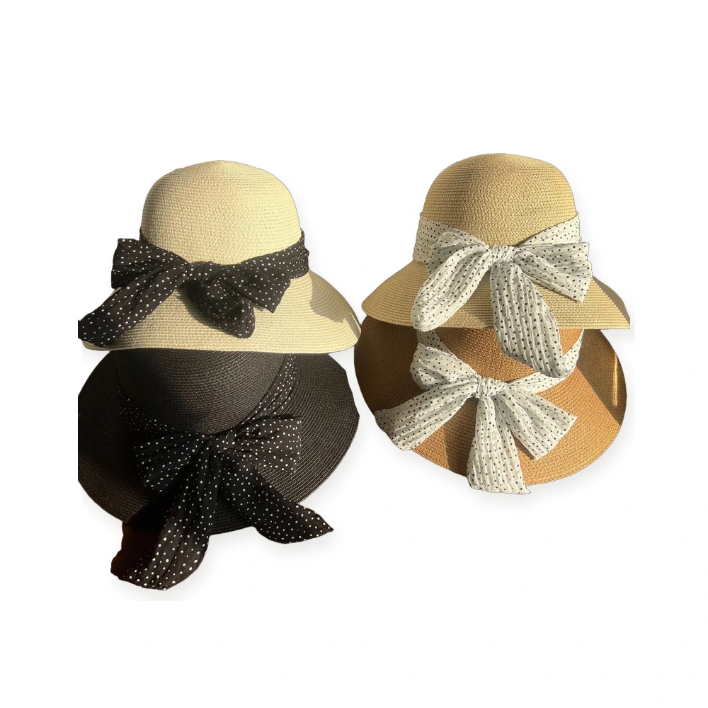 Paper Straw Sun Hat with Ribbon Bow image 4