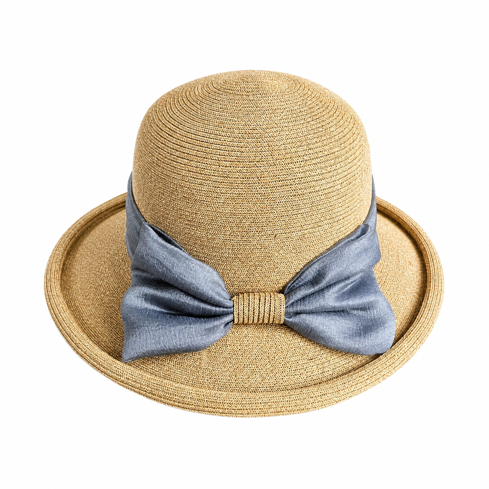 Paper Straw Bucket Hat with Ribbon Bow