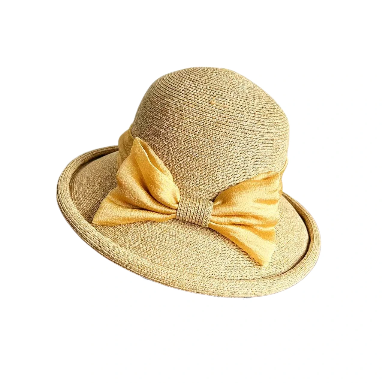Paper Straw Bucket Hat with Ribbon Bow image 2