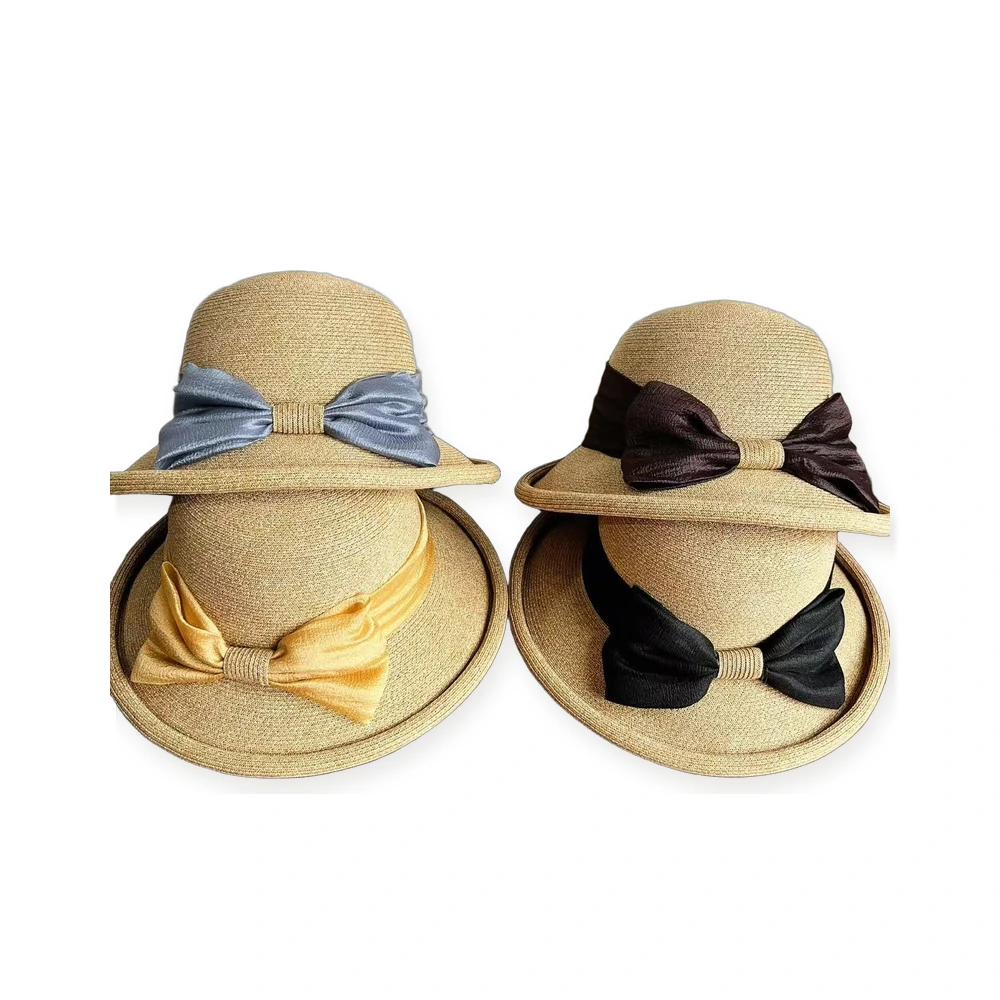 Paper Straw Bucket Hat with Ribbon Bow image 4