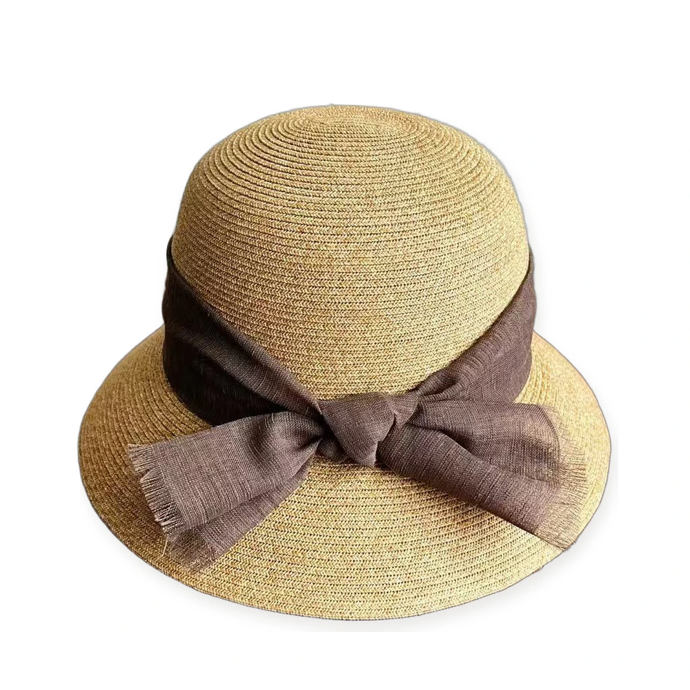 Paper Straw Sun Hat with Ribbon Bow image 2