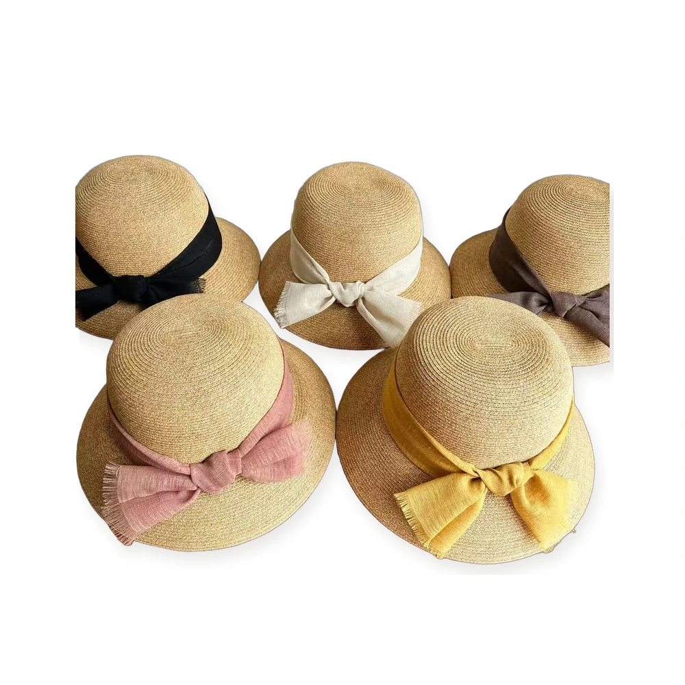 Paper Straw Sun Hat with Ribbon Bow image 4