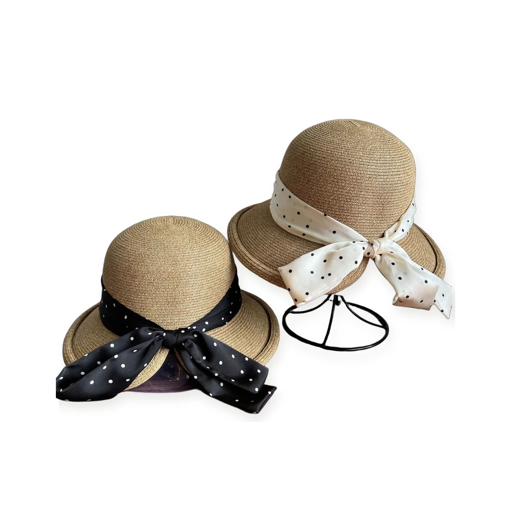 Paper Straw Sun Hat with Ribbon Bow image 4