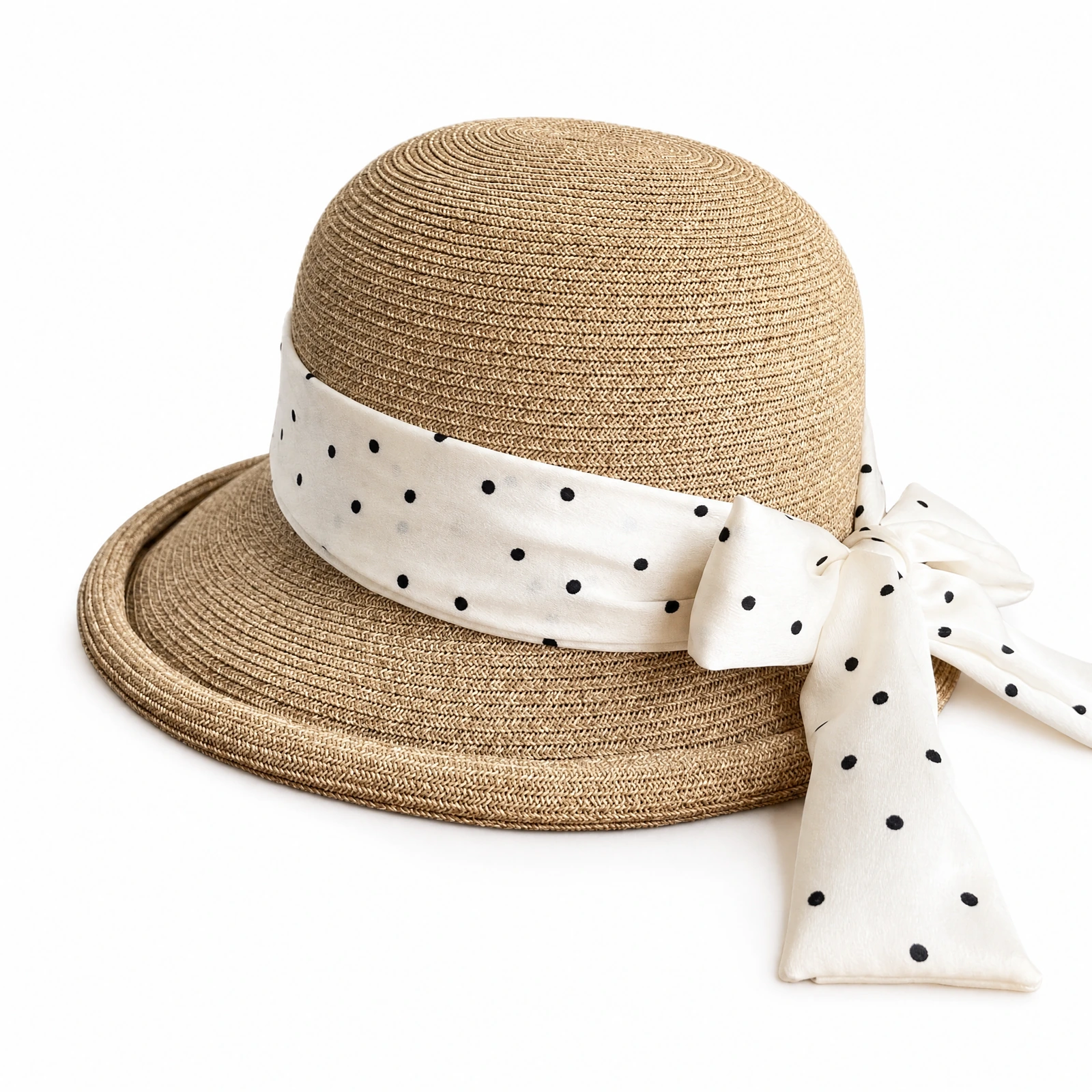 Paper Straw Bucket Hat with Ribbon Bow