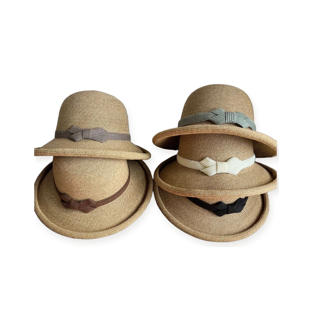 Paper Straw Bucket Hat with Ribbon Bow image 4
