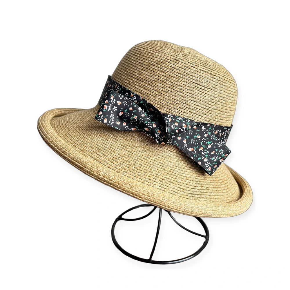 Paper Straw Bucket Hat with Ribbon Bow image 2