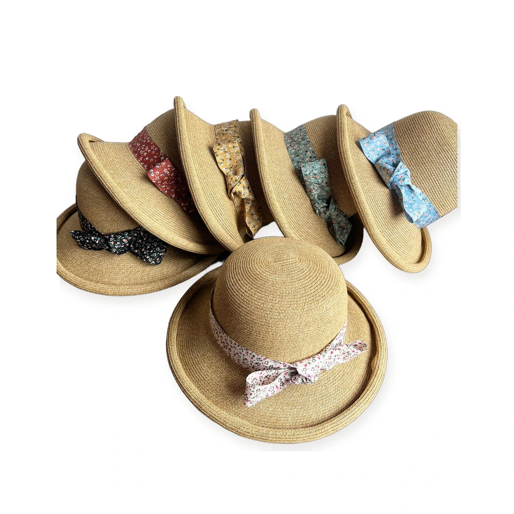 Paper Straw Bucket Hat with Ribbon Bow image 4