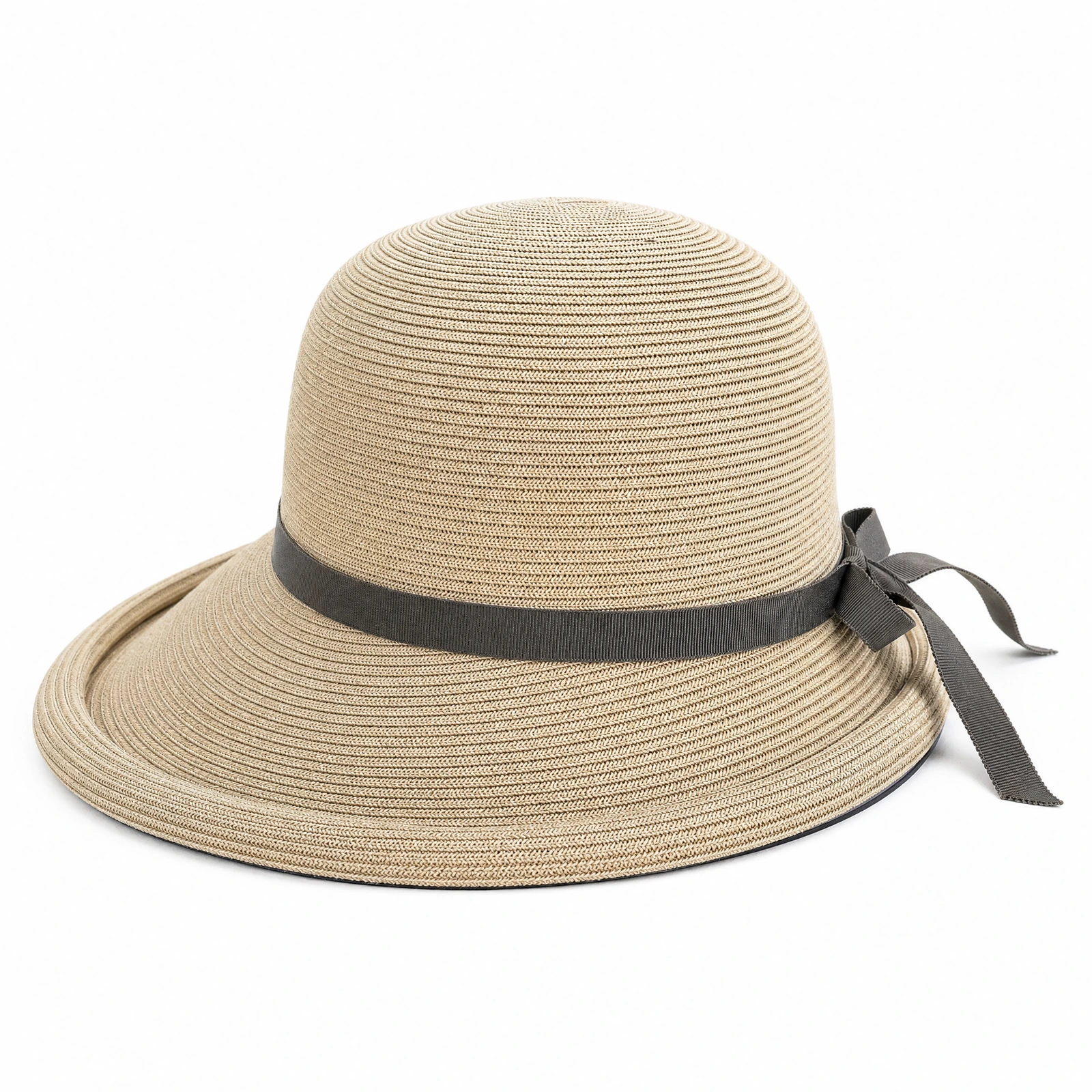 Paper Straw Bucket Hat with Metal Buckle