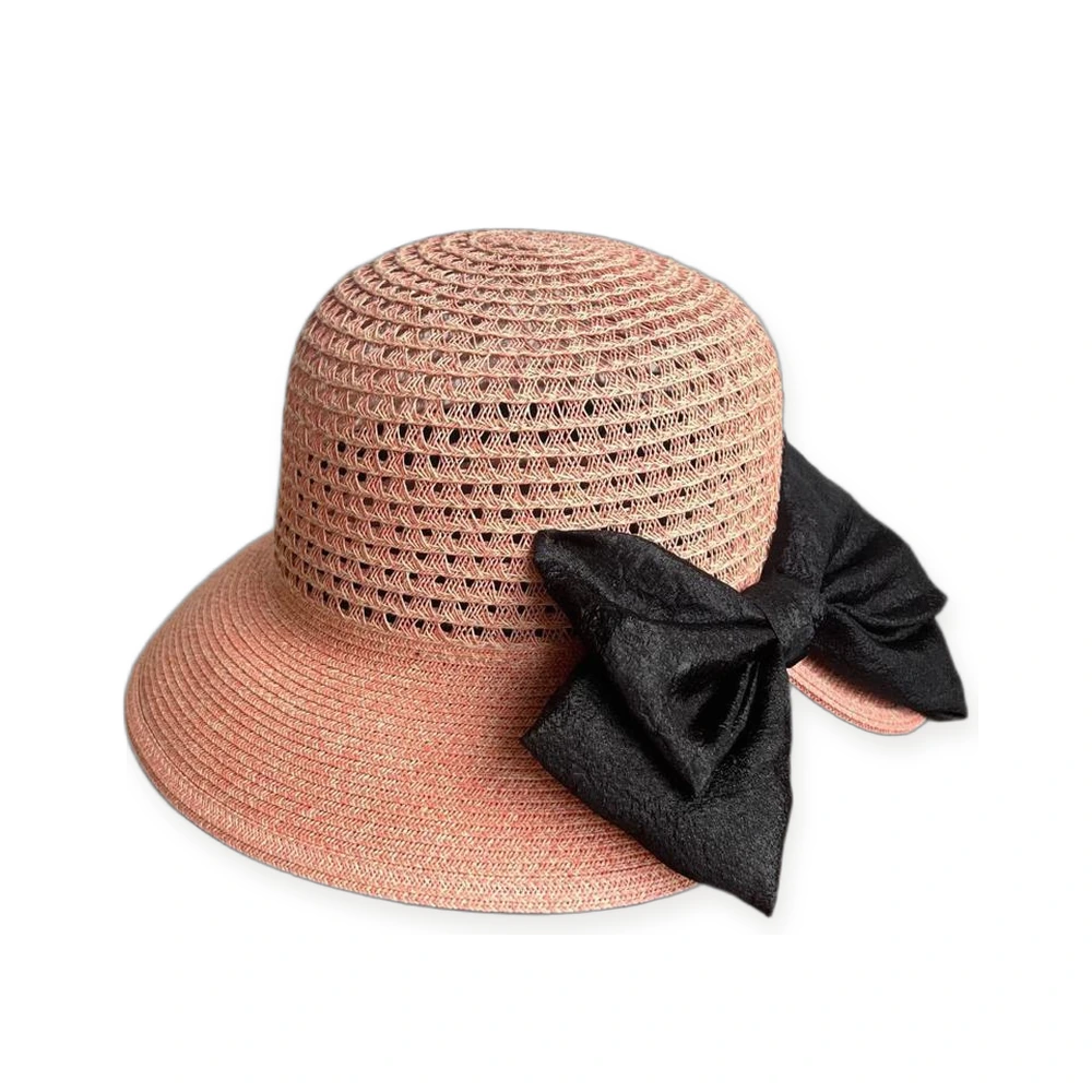 Paper Straw Bucket Hat with Ribbon Bow image 2