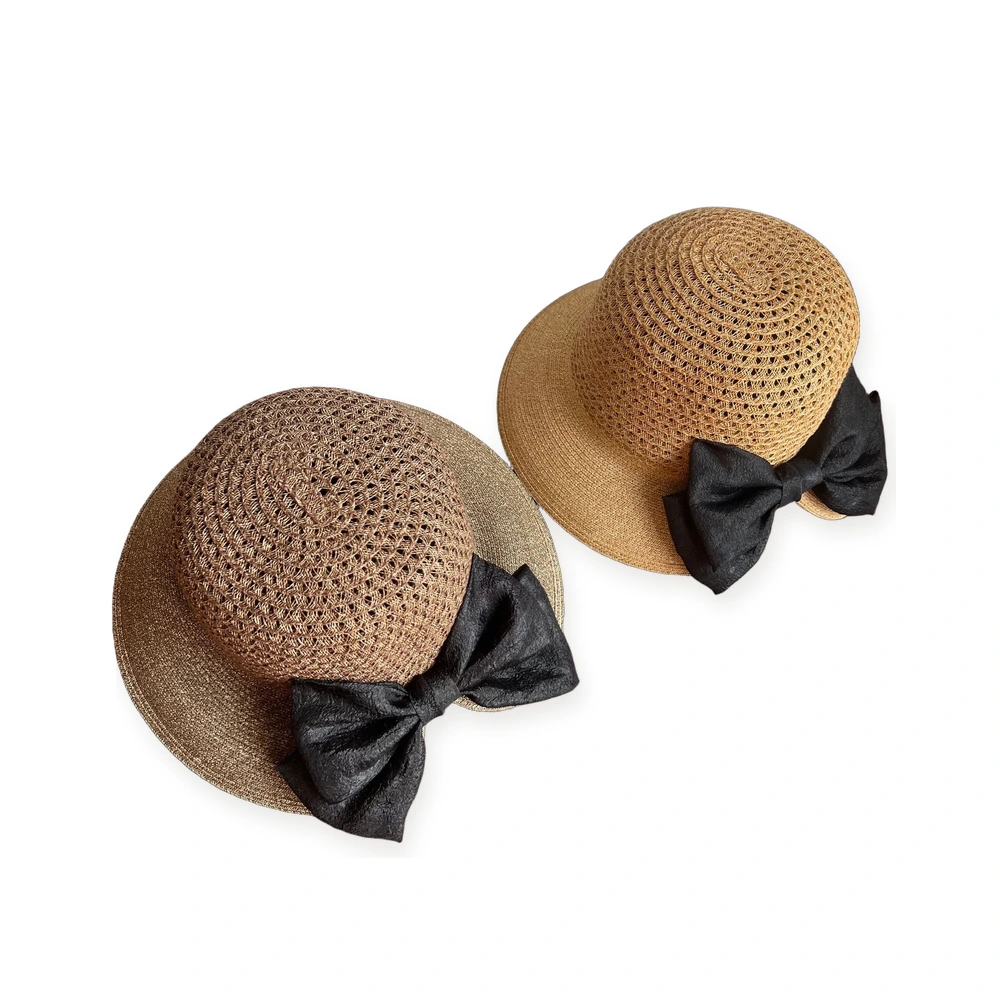 Paper Straw Bucket Hat with Ribbon Bow image 3