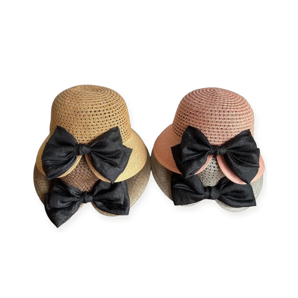 Paper Straw Bucket Hat with Ribbon Bow image 4