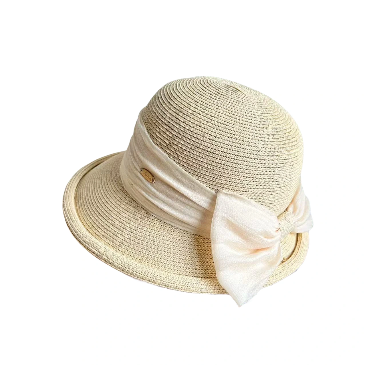 Paper Straw Bucket Hat with Ribbon Bow image 2