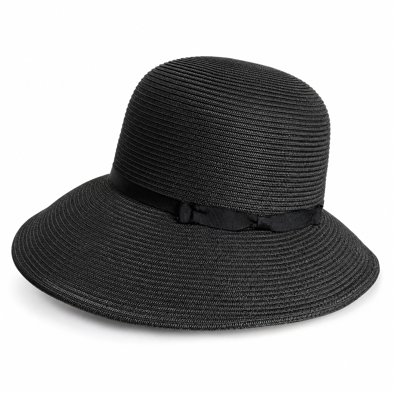 Paper Straw Bucket Hat with Ribbon