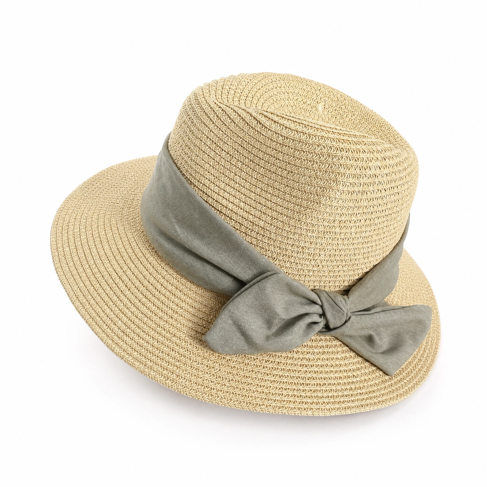 Paper Straw Fedora Hat with Ribbon Bow