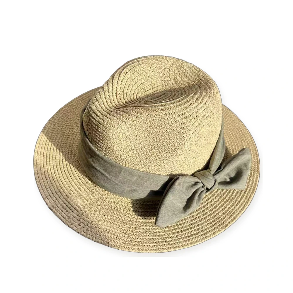 Paper Straw Fedora Hat with Ribbon Bow image 2