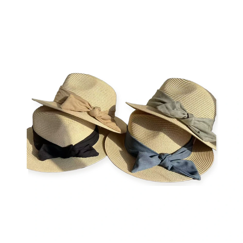 Paper Straw Fedora Hat with Ribbon Bow image 4