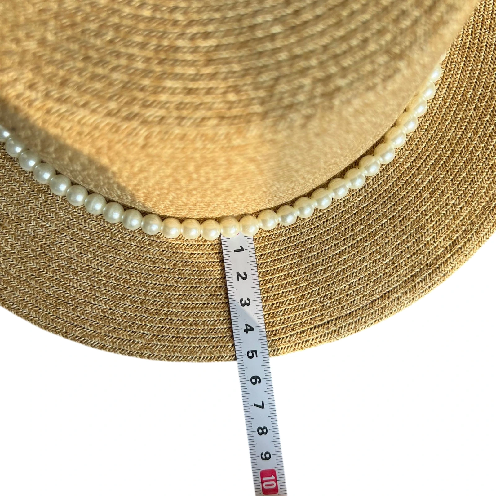 Paper Straw Fedora Hat with Pearl Accent image 3