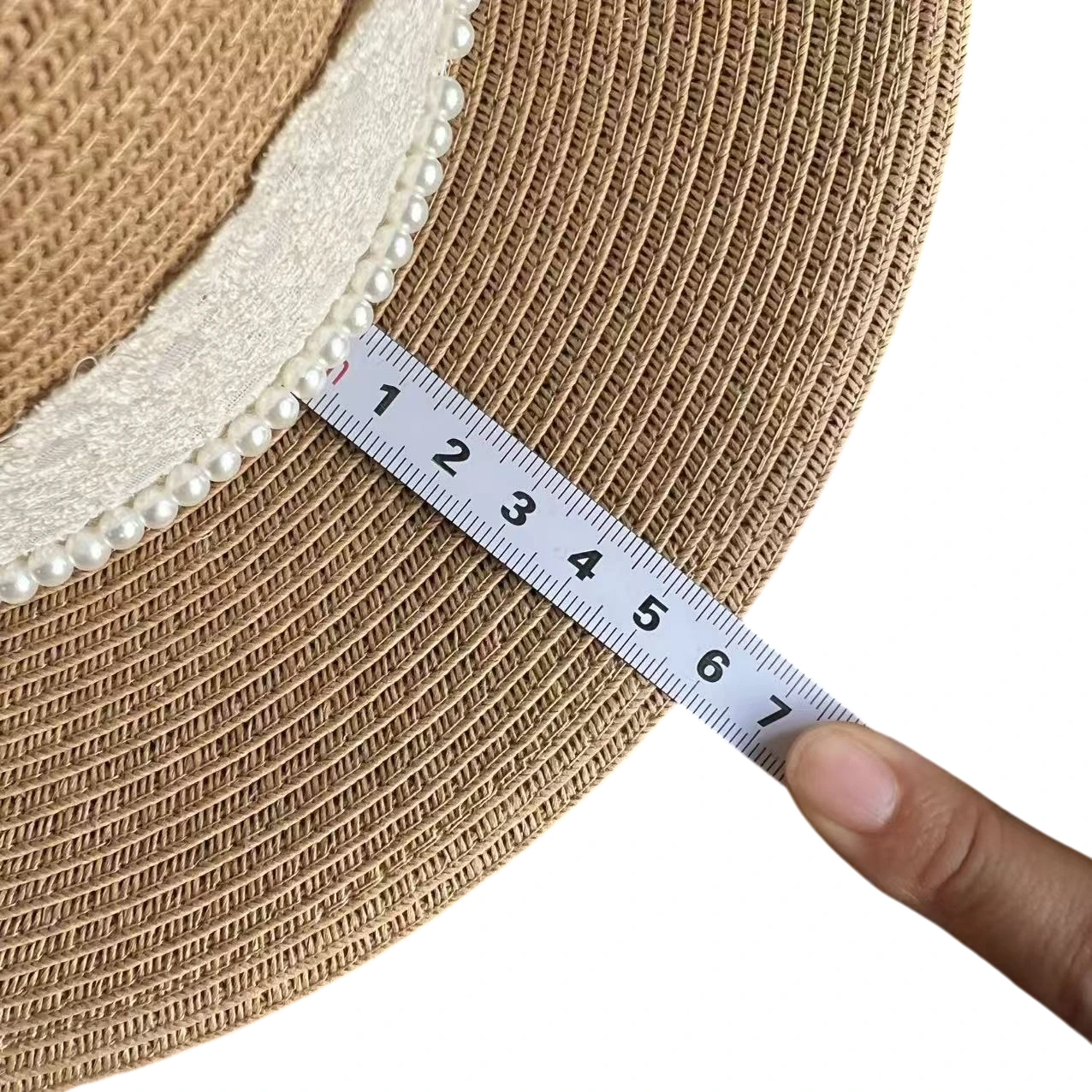 Paper Straw Wide Brim Hat with Pearl Accent image 3