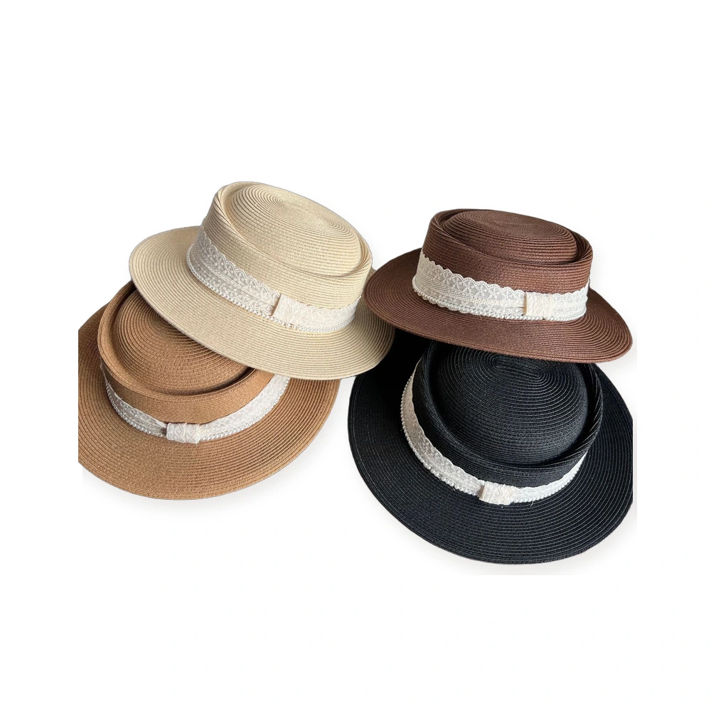 Paper Straw Wide Brim Hat with Pearl Accent image 4