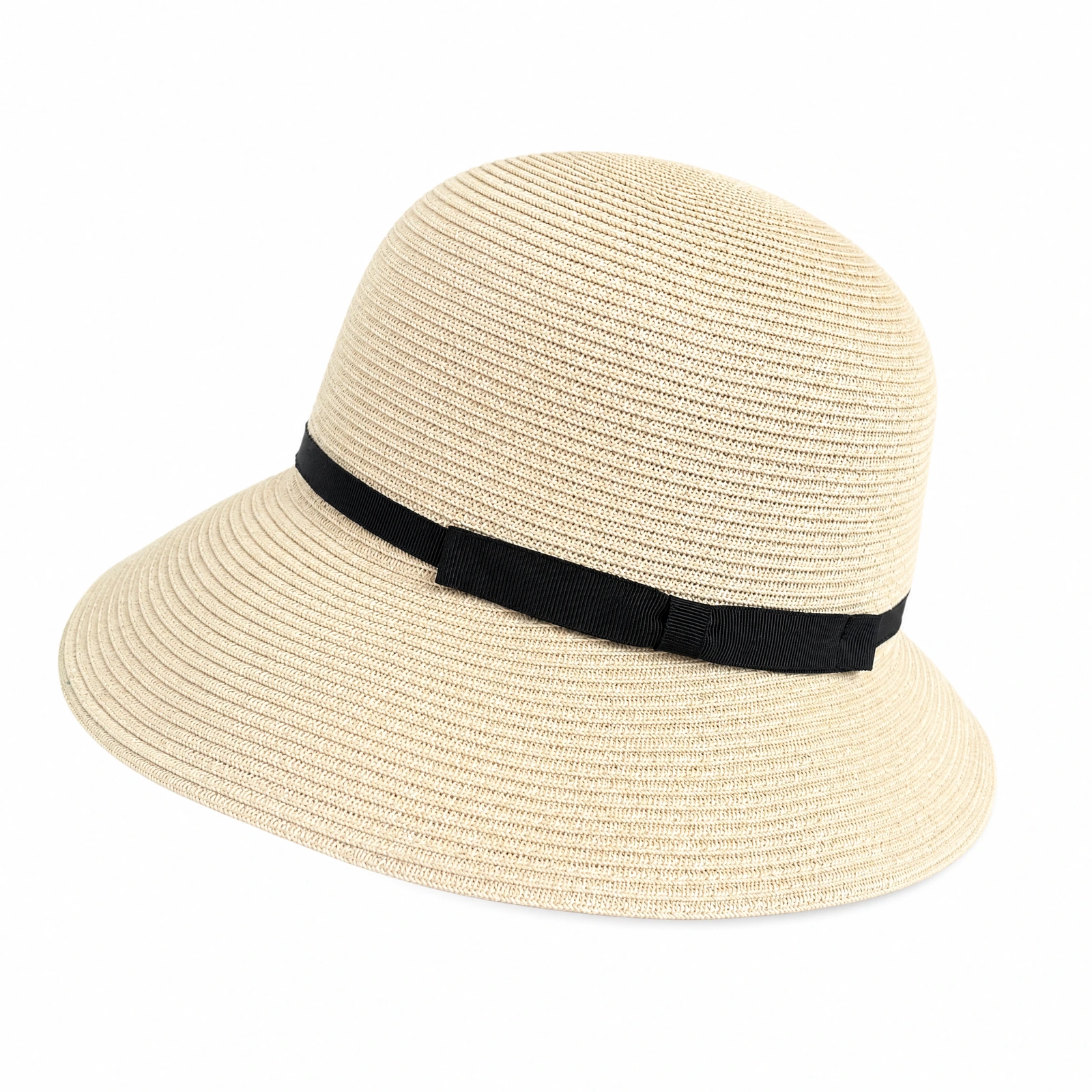 Paper Straw Bucket Hat with Metal Buckle