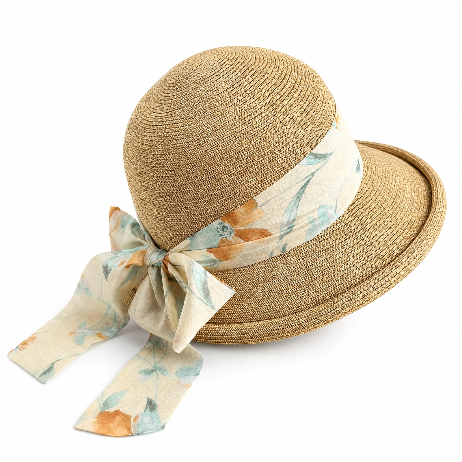 Paper Straw Sun Hat with Ribbon Bow