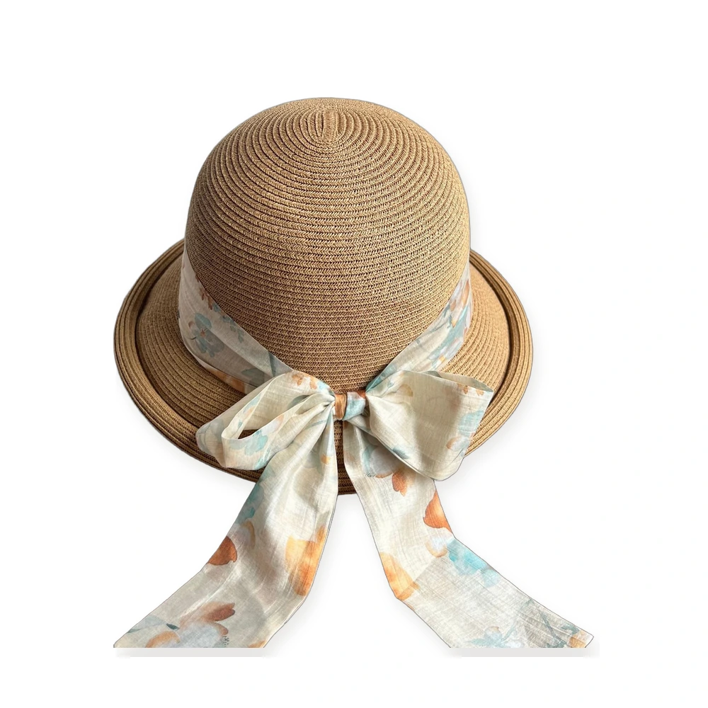 Paper Straw Sun Hat with Ribbon Bow image 2