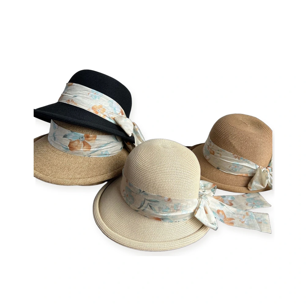 Paper Straw Sun Hat with Ribbon Bow image 4