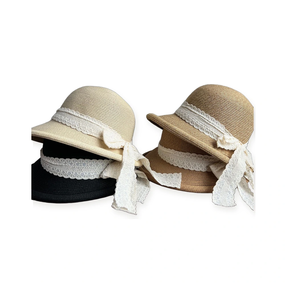 Paper Straw Bucket Hat with Ribbon Bow image 4