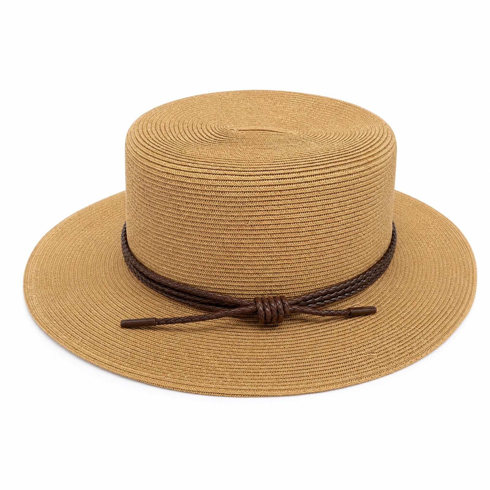 Paper Straw Wide Brim Hat with Leather Band