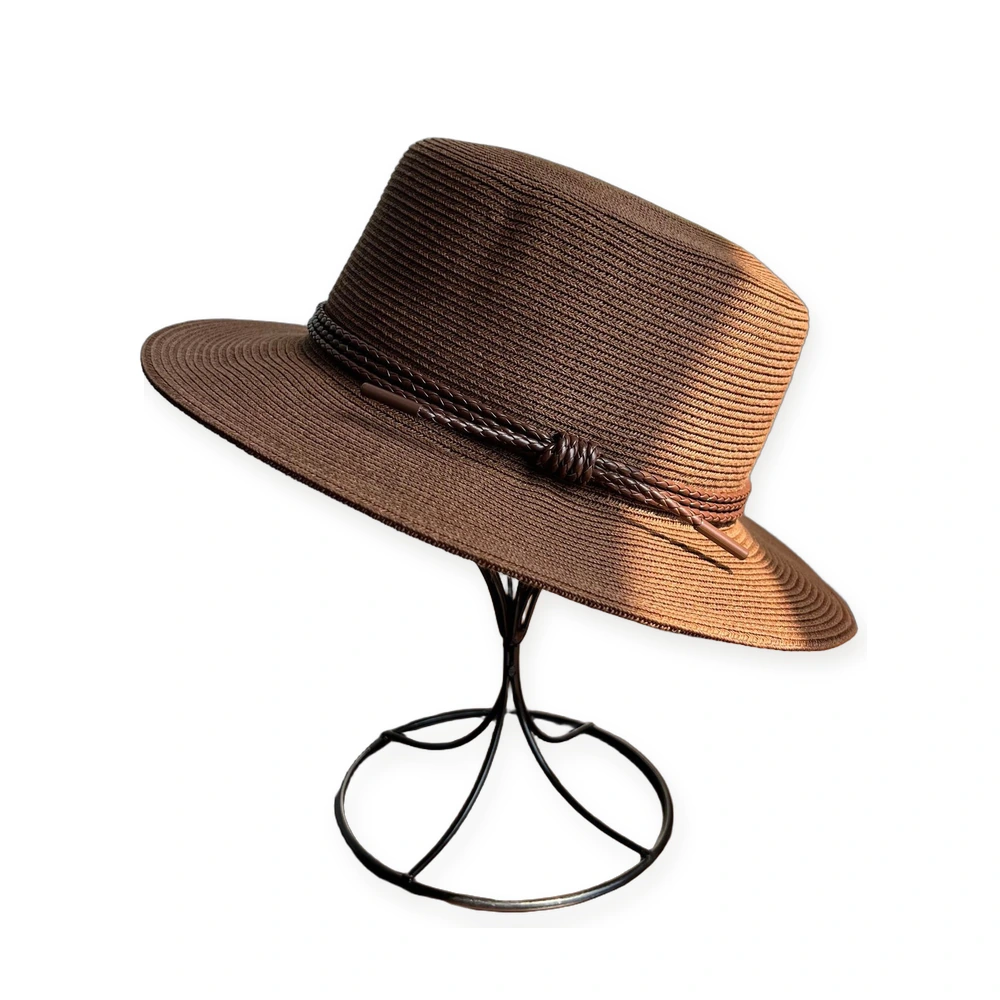 Paper Straw Wide Brim Hat with Leather Band image 2