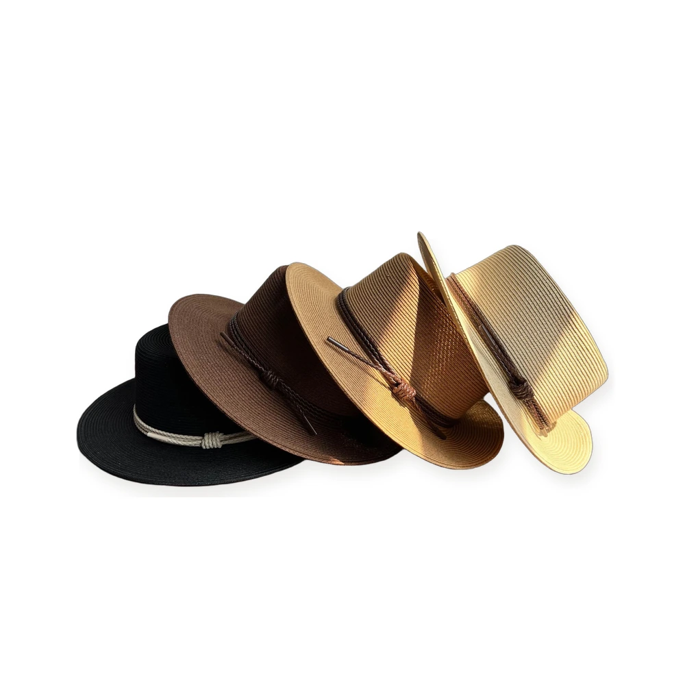 Paper Straw Wide Brim Hat with Leather Band image 4
