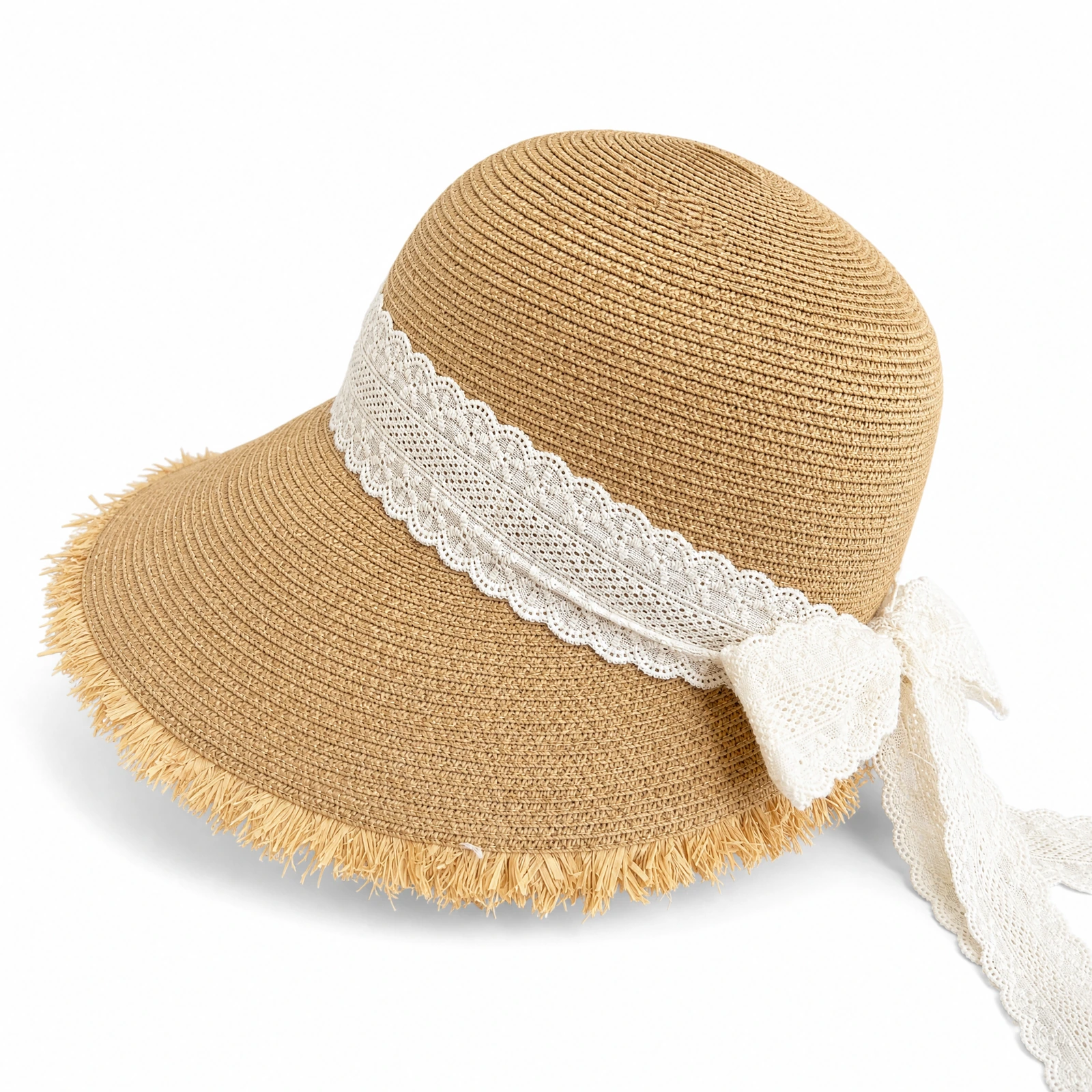 Paper Straw Sun Hat with Ribbon Bow