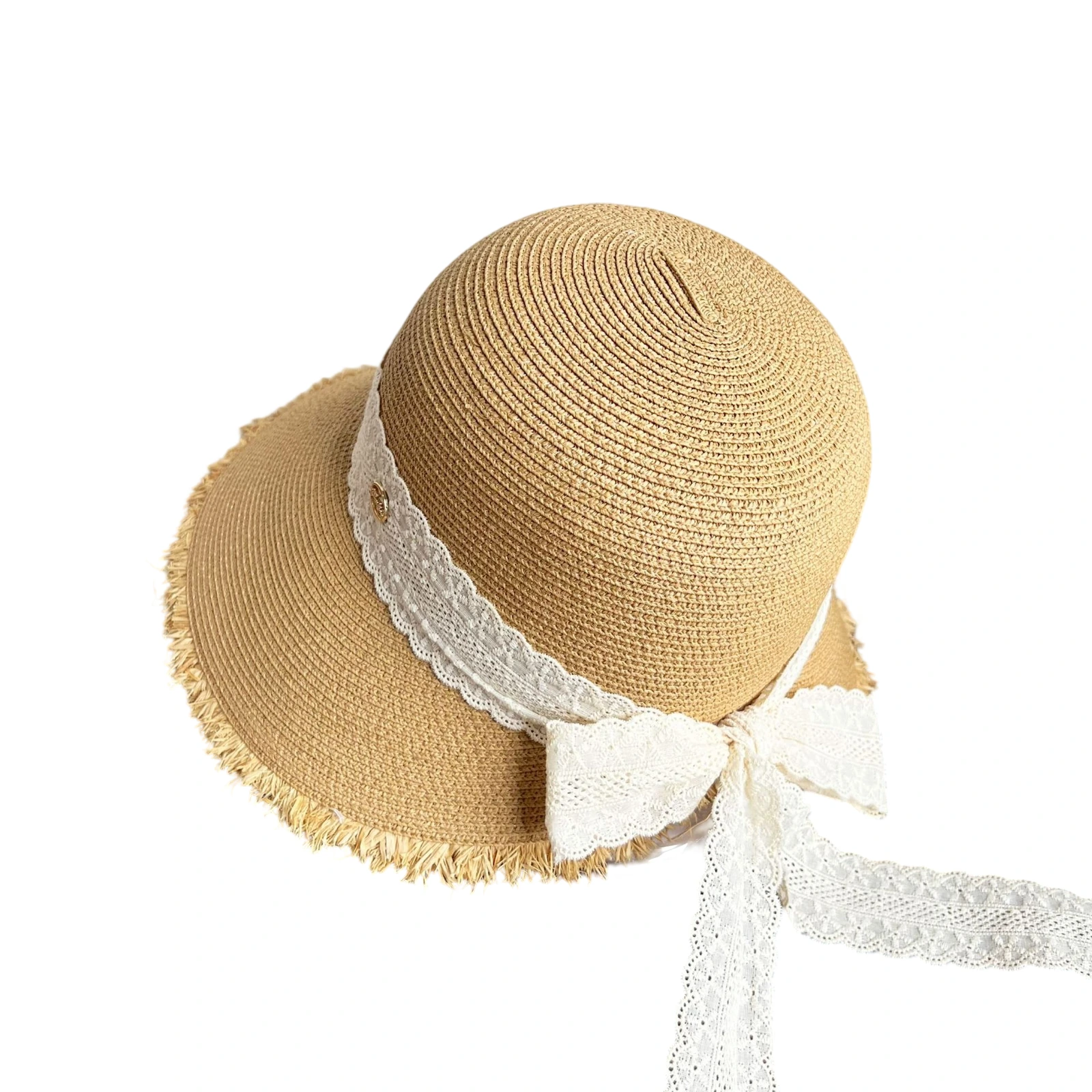 Paper Straw Sun Hat with Ribbon Bow image 2