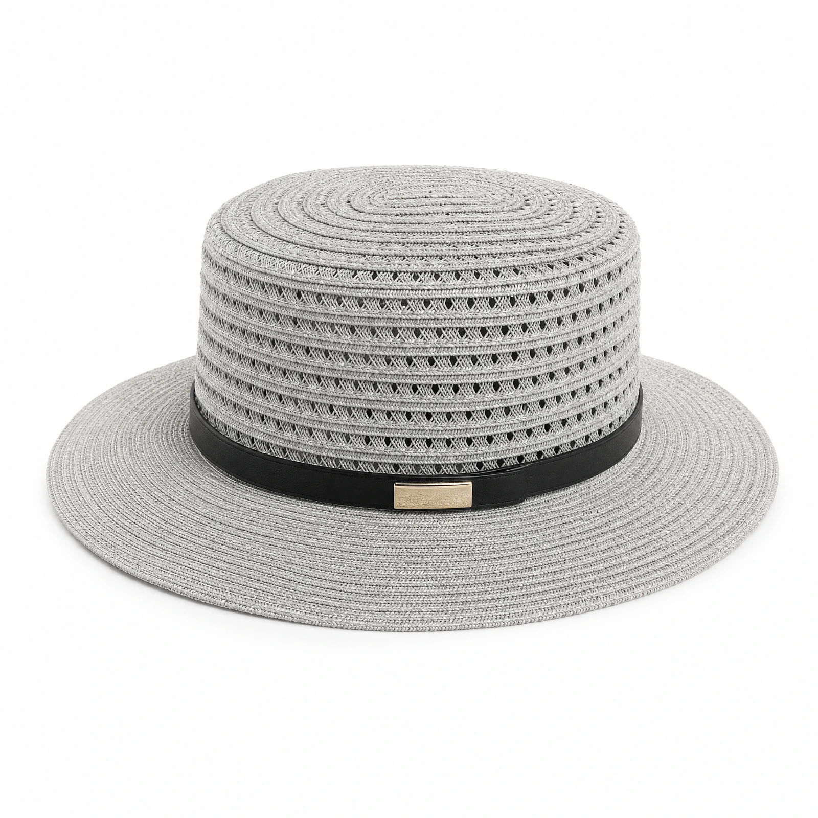 Paper Straw Wide Brim Hat with Leather Band